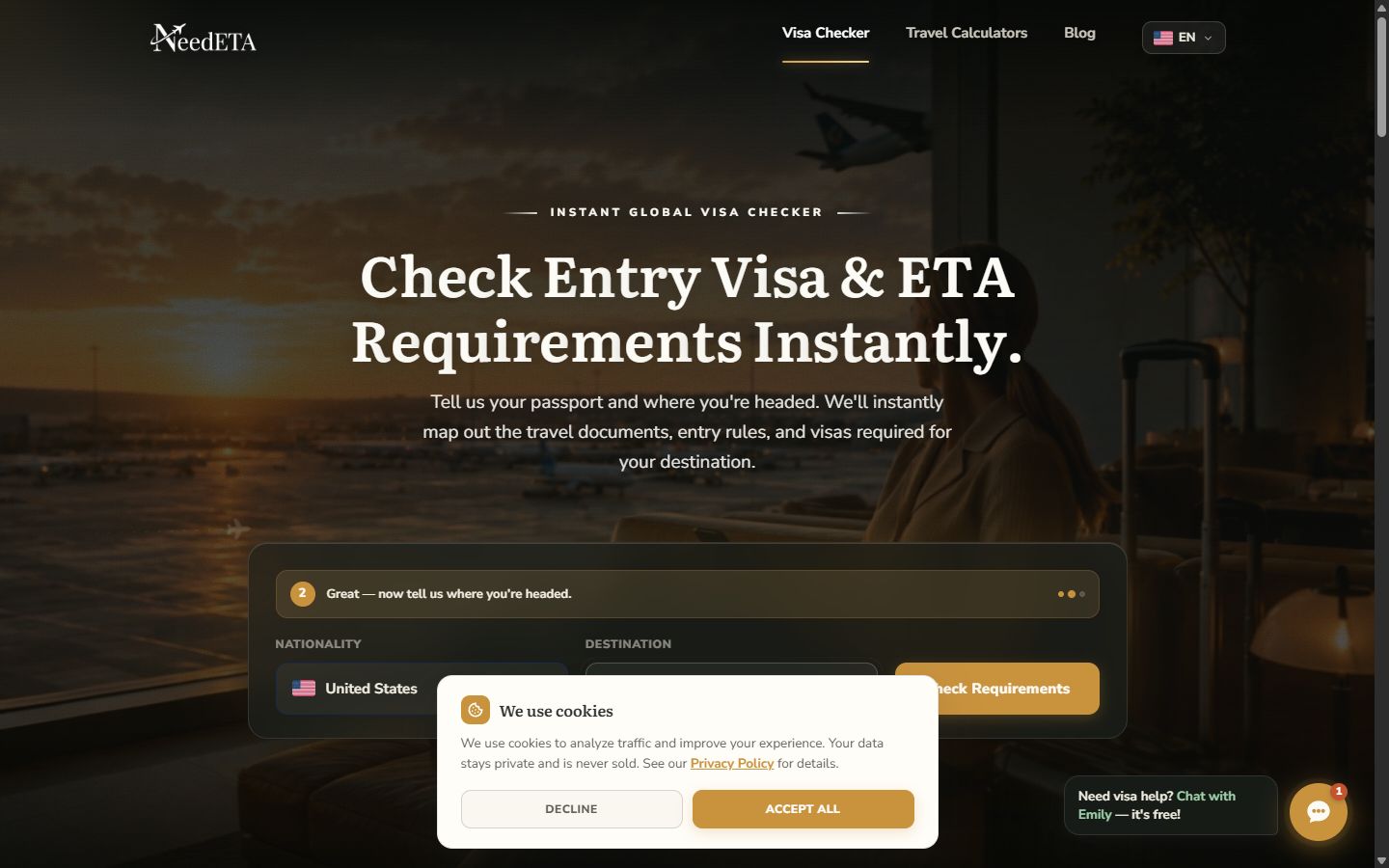 NeedETA — ETA and visa eligibility checker