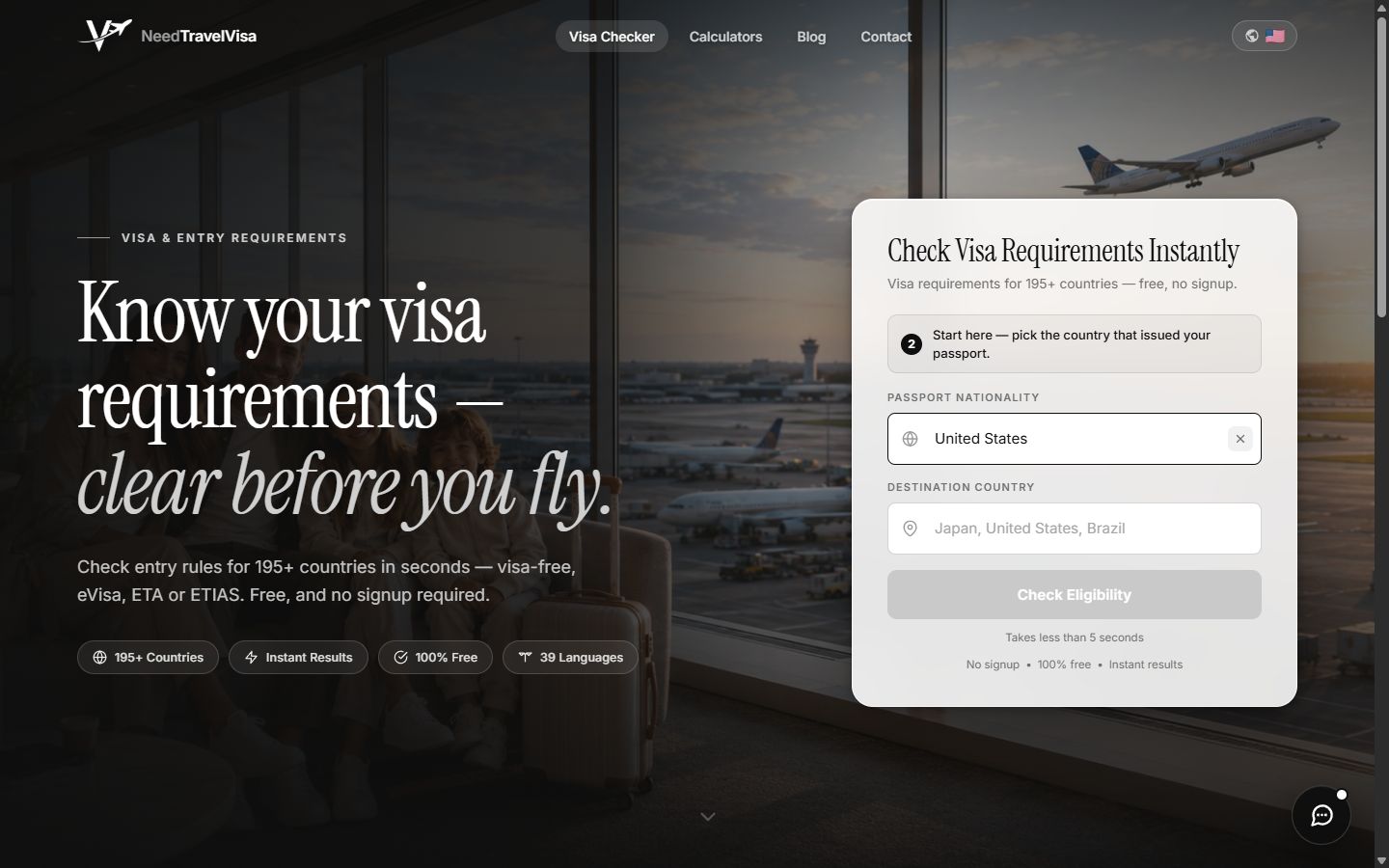 NeedTravelVisa — travel visa eligibility checker