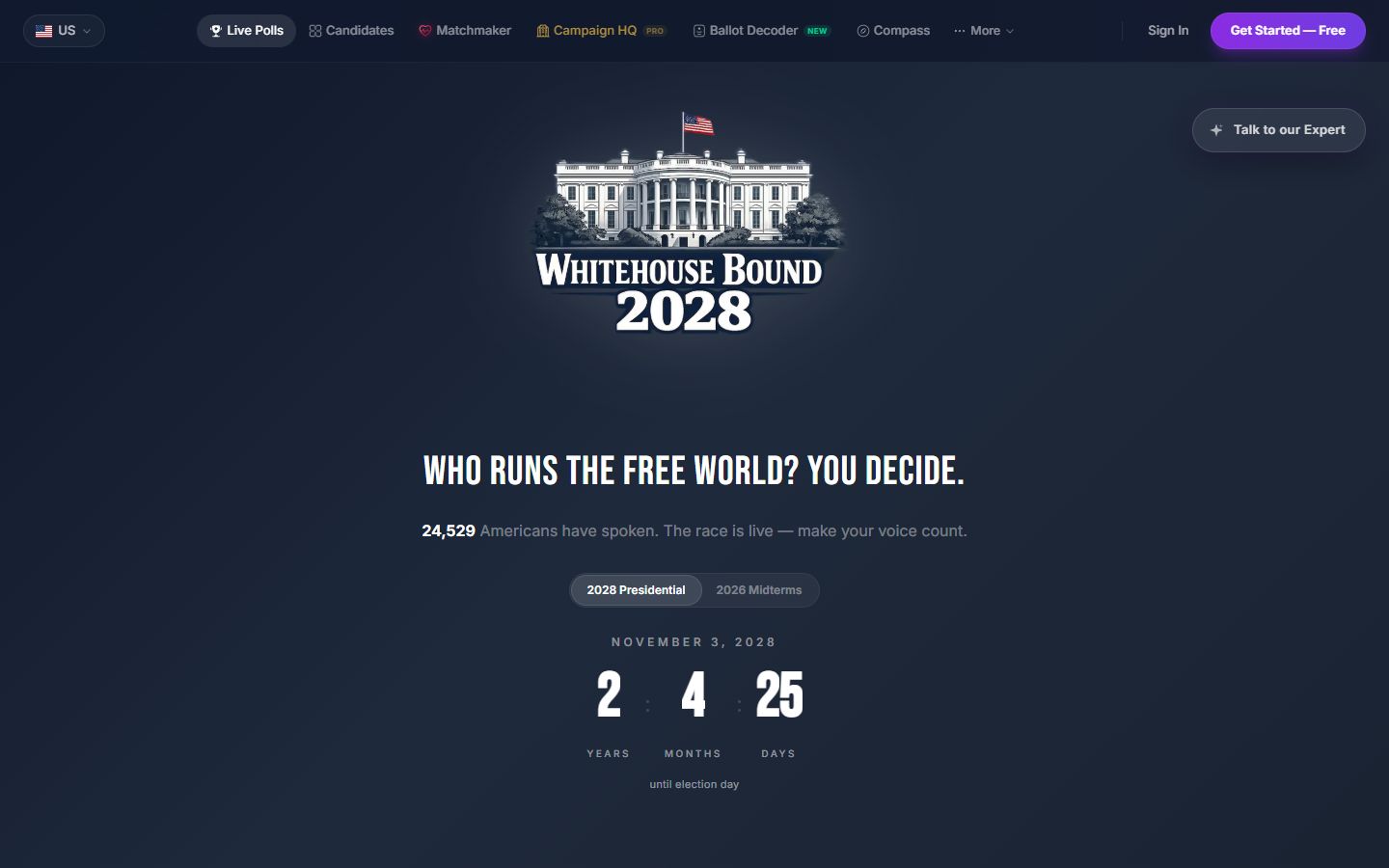 WhiteHouseBound — 2028 election polls and candidate rankings
